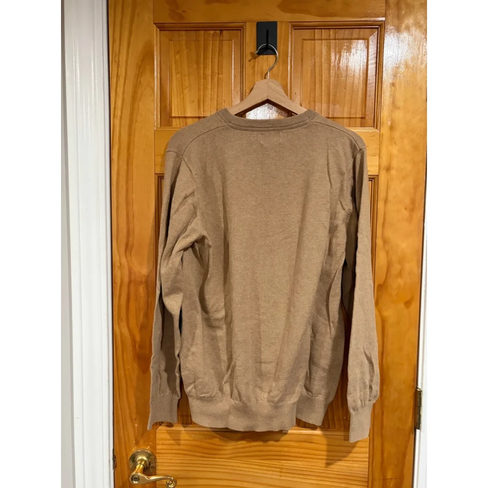 L.L.Bean Cotton Cashmere Crewneck Sweater Tan Camel Long Sleeve Men’s L - Picture 3 of 5